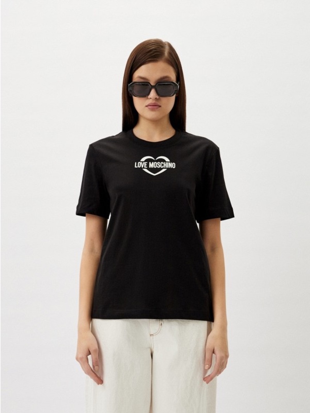 LOVE MOSCHINO AUTHENTIC Black Boxy Fit Short Sleeve T-Shirt Size Large Women’s L